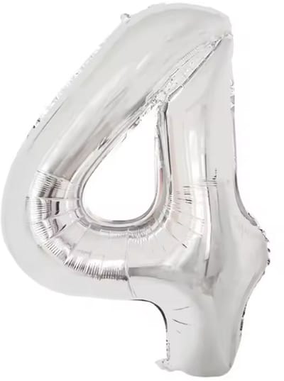 New Age Devi - Cijferballon - Folieballon - 70cm - Zilver - Cijfer 4