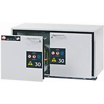 Veiligheidskast type 30 asecos UB-S-30, 2 laden, voorzijde lichtgrijs, B 1102 x D 574 x H 600 mm