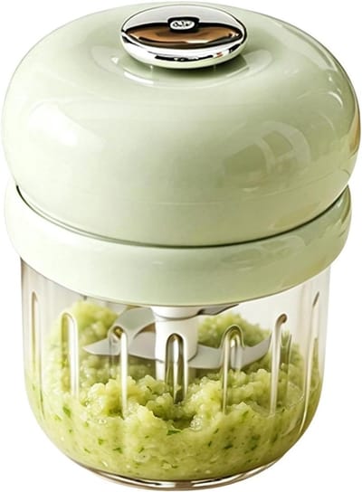 Elektrische Knoflookhakker - Keukenmachine Groentesnijder - Snel Ingrediënten Snijden - Kindvriendelijke Puree - 12 x 12 x 12 cm - Groen