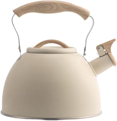 Waterkoker Zingen - Theepot RVS - Water Koken - Luid Fluit Signaal - 3 Liter - Beige