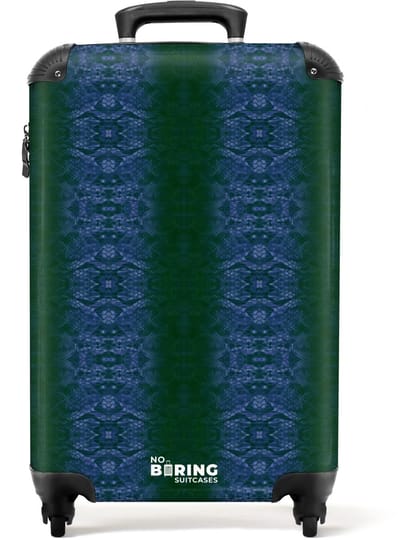 NoBoringSuitcases.com - Koffer - Donkerblauw slangenhuid met symmetrische schubstructuur - Past binnen 55x40x20 cm en 55x35x25 cm - Trolley handbagage - Valiezen met wieltjes volwassenen - Reiskoffer op wielen - Rolkoffer lichtgewicht