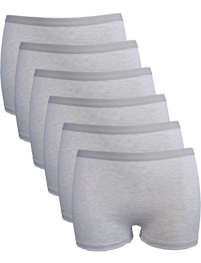 Amora - Dames boxershort, Ondergoed dames, Lingerie - 6 stuks - Egyptisch katoen - Grijs - M