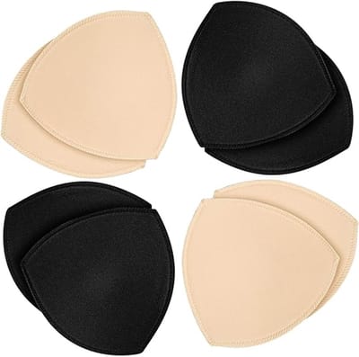 4 paar BH-pads, uitneembare inzetstukken voor sport-bh's en bikinitops – gewatteerde BH-cups voor dameszwemkleding - uitneembare sportbh-pads, slippads, borstpads，M
