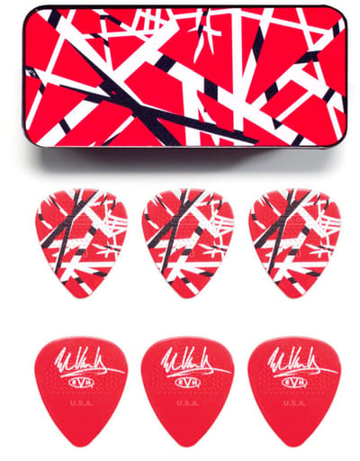 Jim Dunlop EVH Frankenstein - Plectrums - Nylon Max Grip - 0,60 mm - Blik 6 Stuks