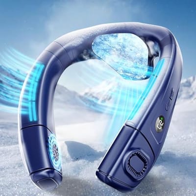 Draagbare Nekventilator met Koelplaat - 360° Koeling, Stille Airconditioning, USB-oplaadbaar, 3 Koelstanden voor Thuis en Kantoor