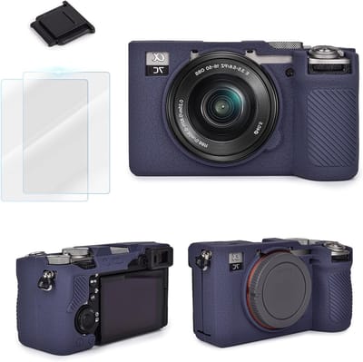 Accessoire Kit voor Camera met Textuur Silicone Beschermcase en LCD Schermbeschermer [2 Packs] & Hotshoe Cover voor Extra Bescherming