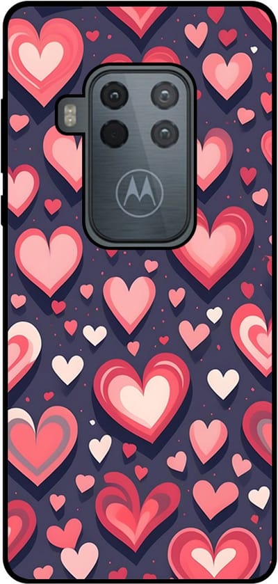 Smartphonica Telefoonhoesje Geschikt voor Motorola One Zoom met Hartjes Opdruk - TPU Backcover Case With Heart Design geschikt voor Motorola One Zoom