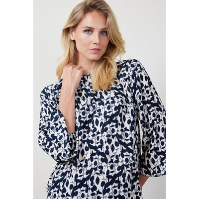 Blouse Adore Sand Blue Happy leaves print