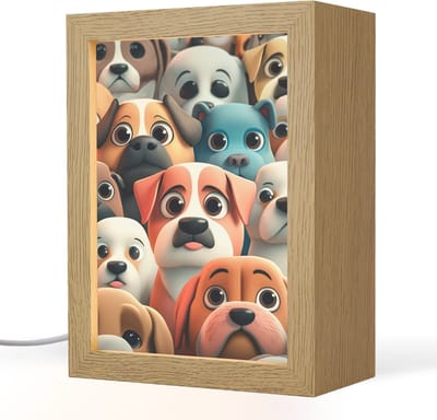 Nachtlampje 15x20 cm - Kinder lampje - Hond - Dieren - Patronen - Bruin - Meiden - Jongens - Tafellamp kinderkamer - Slaapkamer lamp - Bedlamp kinderen - Kinderlampje stopcontact - Wandlamp babykamer - Nachtlampjes