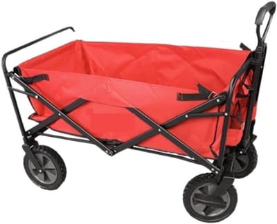 Bolderkar Strandwagen - Opvouwbare Wagen - Vervoeren van spullen - Verwijderbare Doek - 80 kg draagvermogen - Rood