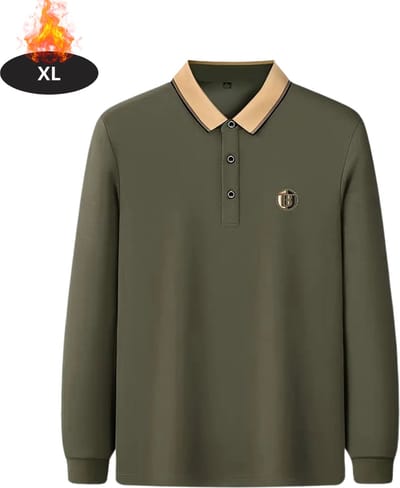 Livano Poloshirt Heren - T-Shirt Heren - Shirt - Overhemd - Polo Shirt Lange Mouwen - Legergroen - XL