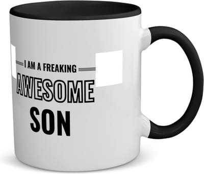 Akyol - i am a freaking awesome son koffiemok - theemok - zwart - Zoon - de meest geweldigste zoon - verjaardagscadeau - verjaardag - cadeau - cadeautje voor zoon - zoon artikelen - kado - geschenk - gift - 350 ML inhoud