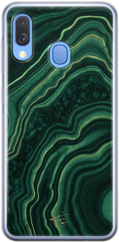 Hoesje geschikt voor Samsung Galaxy A40 - Agate groen - Soft Case - TPU - Print - Groen - Mooie Telefoonhoesjes