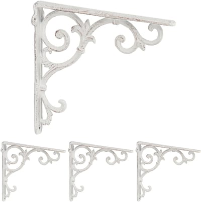 plankdrager - set van 4 - 24,5 cm - gietijzer - wit