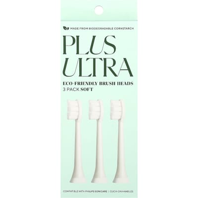 Plus Ultra, tête de brosse écologique, poils doux, lot de 3