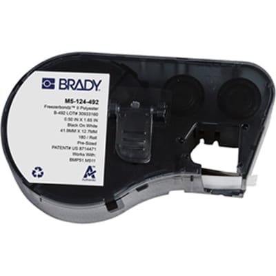 Brady M5-124-492 Freezerbondz polyester labels zwart op wit | 41,91 mm x 12,7 mm (origineel)