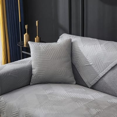 Coussin de canapé brodé en tissu rustique Quatre Saisons Simple Antidérapant Simple Double Triple Combinaison Coussin de canapé Serviette d'accoudoir 45x45 Pillowcase1 gray