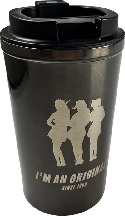 K3 Originals - Beker - Koffiebeker To Go - RVS Thermosbeker - Space Grey - Met subtiele print van de K3 Originals