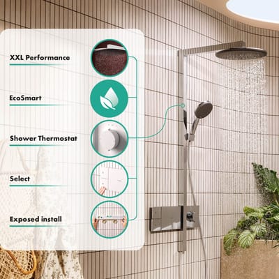 Hansgrohe Raindance Alive S - Doucheset met thermostaat, diameter 30 cm, 3 stralen, EcoSmart, mat wit 24583700