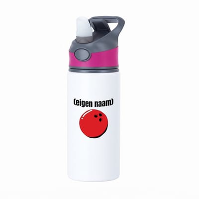 Hacebo® - bowlingbal met eigen naam waterfles met rietje roze - Bowlen - ieman die graag bowlt - sport bal - wedstrijdsport - cadeau - verjaardag - kado - water fles - 650ML