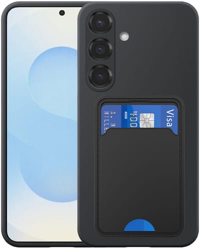 Geschikt voor Samsung Galaxy S25 Plus Telefoonhoesje met TPU Pasjeshouder - Flexible Back Cover Case Siliconen TPU with Cardslot - Zwart - Smartphonica geschikt voor Samsung Galaxy S25 Plus