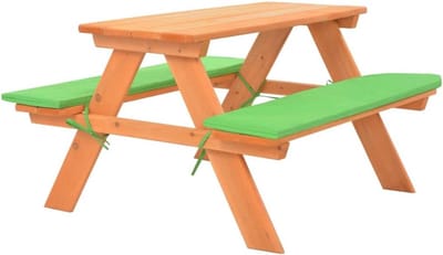 Kindervreettafel met vaste banken 89x79x50 cm massief sparrenhout