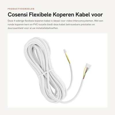Dailygoods- Kabel 4-aderig Flexibel - Koperen Kabel - PVC-isolatie - Voor Video-intercom - 10m Lengte - 0,3mm Dikte - Deurbelsnoer