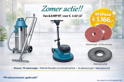 Wetrok professionele Reinigingsset Duovac 34 + Durodisc LS + Diamant Pads + Klaar voor gebruik