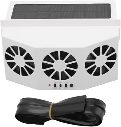 Auto Koeler - Zonneventilator - Auto Ventileren - Drie Ventilatoren - 21.7 cm - Wit