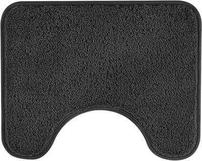 Absorberende toiletmat, antislip extra zachte badkamermat, microvezel pluizig ruig toilettapijt, machinewasbaar, sneldrogende badmat voor badkamer, U-vorm, dik toilettapijt, 50 x 40 cm（Donkergrijs）