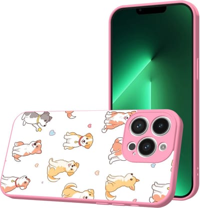 Smartphonica Telefoonhoesje Geschikt voor iPhone 13 Pro met Honden opdruk - TPU Back Cover Case Dogs Design - Roze geschikt voor iPhone 13 Pro
