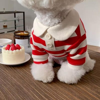 Hond Gestreept Shirt Modieus Schattig Ademend Comfortabel Fijn Vervaardigd Huisdierkleding voor Kleine Honden S rood