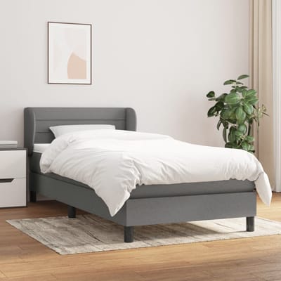 vidaXL - Boxspring - met - matras - stof - donkergrijs - 100x200 - cm