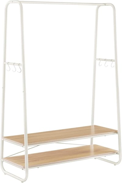 Hoppa! Kledingrek - Eiken-Crème Wit - Spaanplaat, Staal - 45 x 100 x 160 cm (B x D x H)