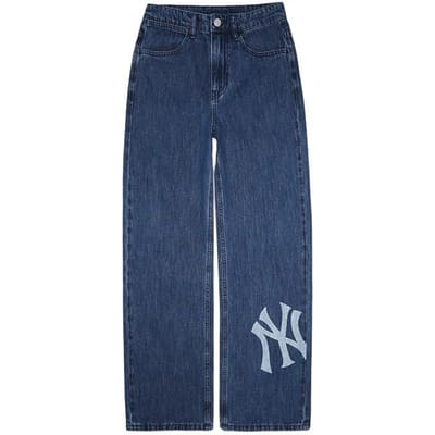 MLB New York Yankees SS24 Logo Casual Mode Wijde Pijp Sport Jeans Heren jeans Indigo 3LDPB0741-50INS M blue