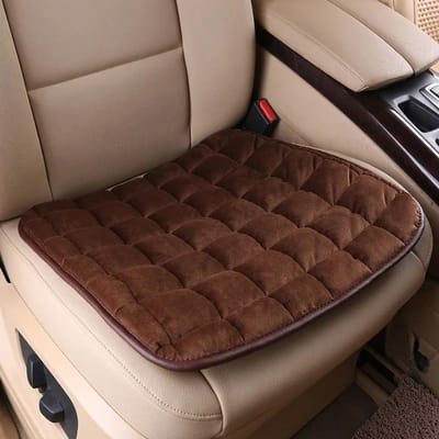 WTEMPO Coussin de Voiture Peluche Courte Chaud Coton Simple Confortable Coussin de Voiture Antidérapant Respirant Coussin de Voiture 52*49cm marron