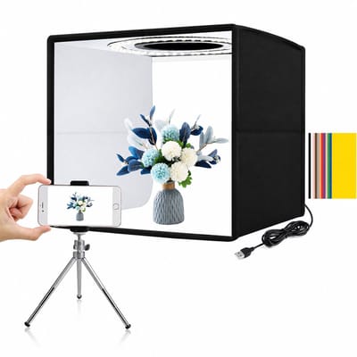 Tolvia Mini Fotostudio - Fotostudio met LED verlichting - 25 × 25 × 25 cm - Opvouwbare Fotobox met 80 LED's - 3 Kleurtemperaturen - Product fotografie - Mini Fotobox