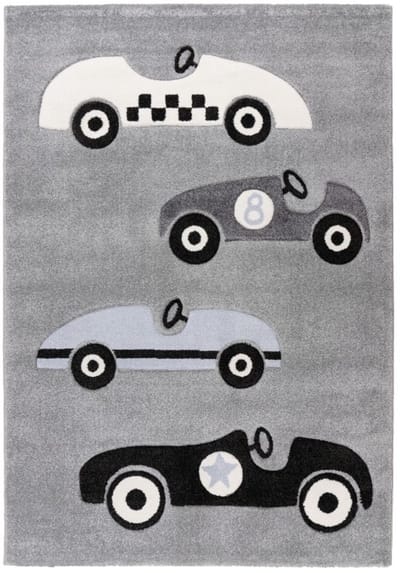 Happy Kinderkleed – Auto’s & Weggetjes – Zilver – Laagpolig & Pluisvrij