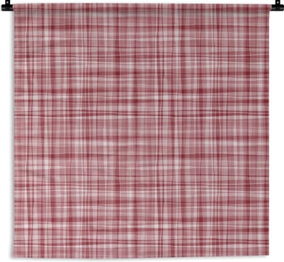 Wandkleed - Wanddoek - Patroon - Rood - Waves - 180x180 cm - Wandtapijt