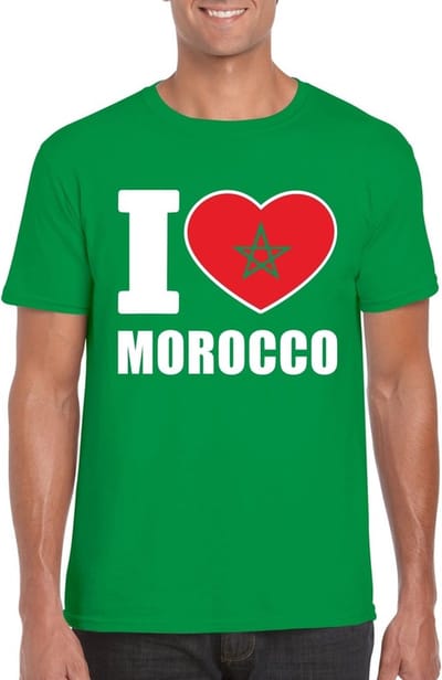Groen I love Marokko supporter shirt heren - Marokkaans t-shirt heren S