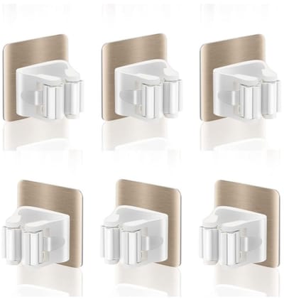 Dailygoods- Wandbezemhouder - Wandbezemhouder zonder boren - Wandbezem opslag - Bezemhouder ophangsysteem - Bezemhouder zelfklevend - Set van 6 stuks