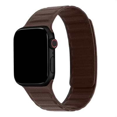 Magnetisch echt lederen bandje - Geschikt voor Apple Watch 1, 2, 3, 4, 5, 6, 7, 8, 9, 10, 11 (42 mm), SE - 38/40/41 mm - Donkerbruin