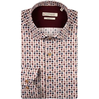 Giordano Overhemd Maggiore Satin Stretch Graphic Pattern Deep Mauve-Multi / male