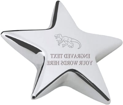 Bureau Papiergewicht - Dino Decoratie - Papier Organiseren - Hand Gegraveerd Ontwerp - 70mm x 70mm - Zilver
