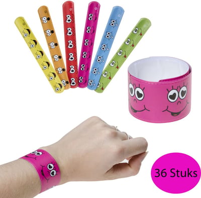 Klaparmband Smiley 36 STUKS - Lachgezicht - Traktatie - Uitdeelcadeautjes voor kinderen - Speelgoed Traktaties