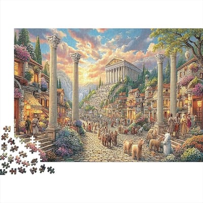 Puzzel 1000 stukjes - Legpuzzel Volwassenen - Ontspanning en Training - Gerecycled Materiaal - 38 x 26 cm - Griekse Ruïnes
