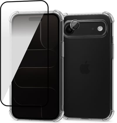 Hoesje geschikt voor iPhone 17 Air - Screenprotector Volledig Dekkend Glas & Camera Protector - Shockproof Transparant
