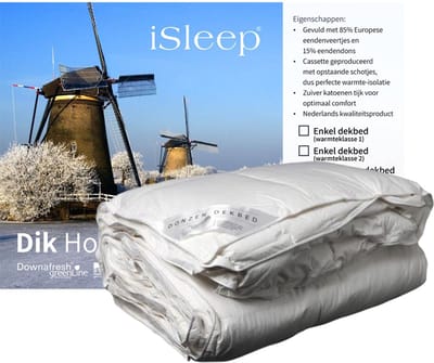 iSleep 4-Seizoenen Dekbed - 15% Dons - Eendendons en Eendenveren - Eenpersoons - 140x200 cm