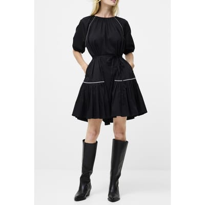 French Connection Alexis Cottn Pleated Mini Dres Black Maat: 10 | Blousejurken Outlet | Dames | Zwart