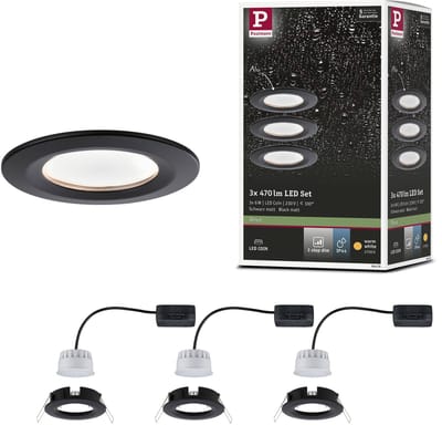 LED-inbouwlamp 3-Step-Dim Nova Coin Basisset star IP44 rond 78 mm Coin 3x6W 3x470lm 230V dimbaar 2700K Zwart mat